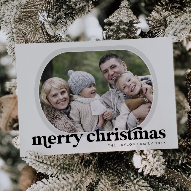 EMERY Black Family Photo Simple Merry Christmas Holiday Card (EMERY Black Family Photo Simple Merry Christmas Holiday Card)