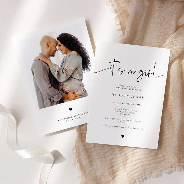 EMERY | Elegant Calligraphy Baby Shower Its a girl Invitation (Creator Uploaded)