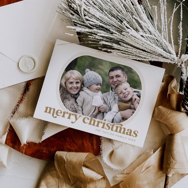 EMERY Gold Family Photo Simple Merry Christmas Holiday Card (EMERY Gold Family Photo Simple Merry Christmas Holiday Card)
