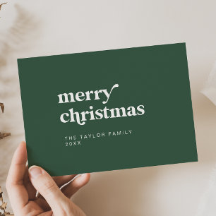 EMERY Green Easy Retro Fun Simple Merry Christmas Holiday Card