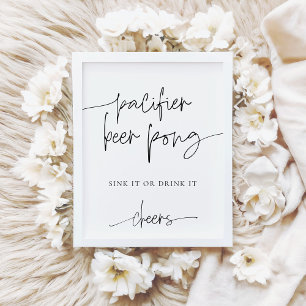 EMERY Pacifier Beer Pong Baby Shower Game Poster