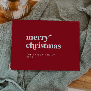 EMERY Red Easy Retro Fun Simple Merry Christmas Holiday Card