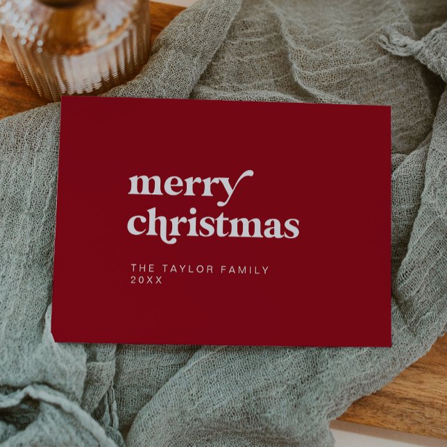 EMERY Red Easy Retro Fun Simple Merry Christmas Holiday Card (EMERY Red Easy Retro Fun Simple Merry Christmas Holiday Card)