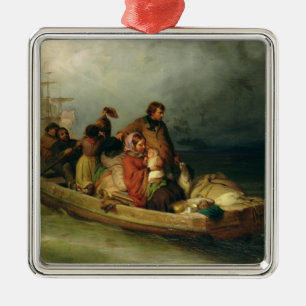 Emigrant passengers on board, 1851 metal tree decoration