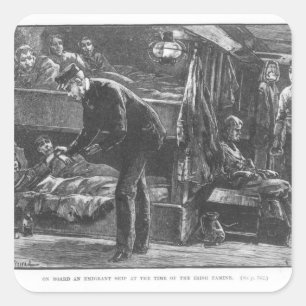 Emigrant Ship at the Time of the Irish Famine Square Sticker