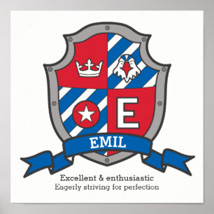 Emil name meaning heraldry bird knights poster