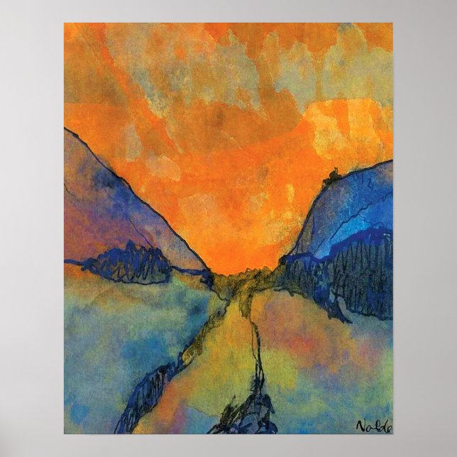 Emil Nolde Mountain Landscape Valley With Sunset Poster (Front)