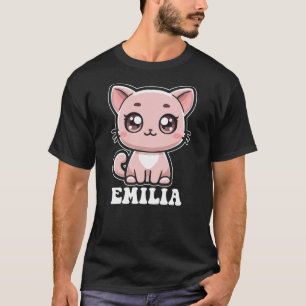 Emilia Cute Cat Kitten Design for Girls Name Emili T-Shirt