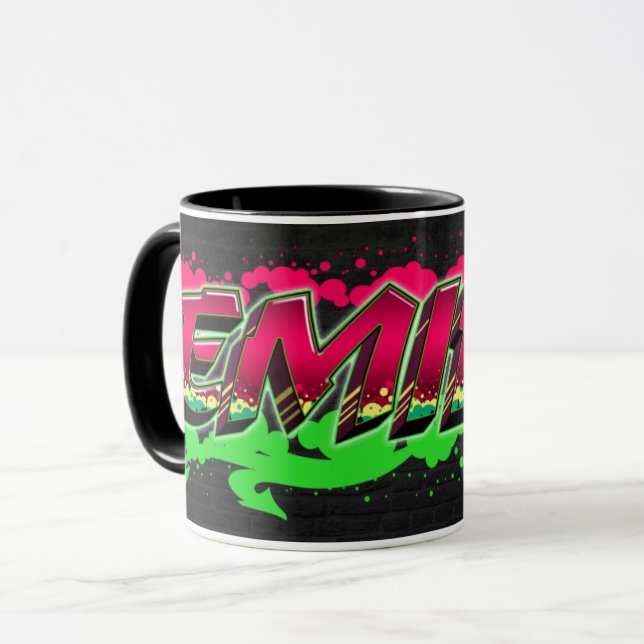 Emilia First name name Graffiti red green Tasse Mug (Front Left)