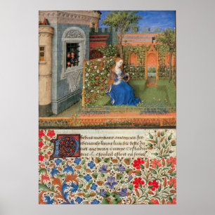 Emilia in the Rosegarden medieval illumination Poster