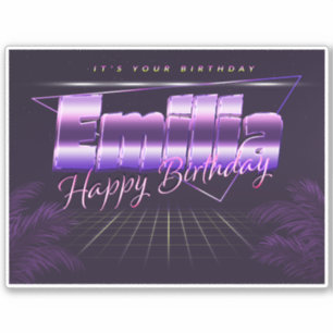 Emilia Name First name lila retro Sticker Birthday