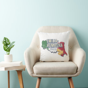 Emilia Romagna Flag Italy Retro Region Map Vintage Cushion