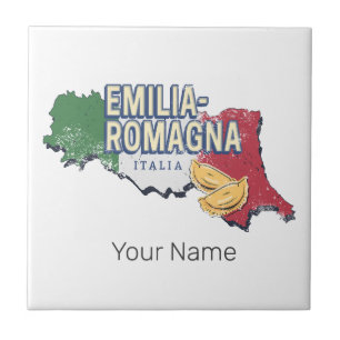 Emilia Romagna Flag Italy Retro Region Map Vintage Tile