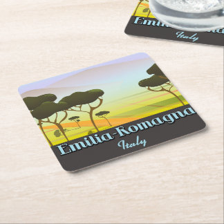 Emilia-Romagna Italy travel poster Square Paper Coaster