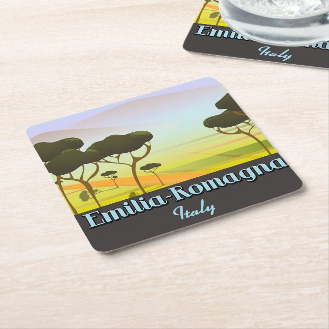 Emilia-Romagna Italy travel poster Square Paper Coaster (Angled)