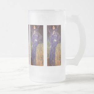 Emilie Floege by: Gustav Klimt Frosted Glass Beer Mug
