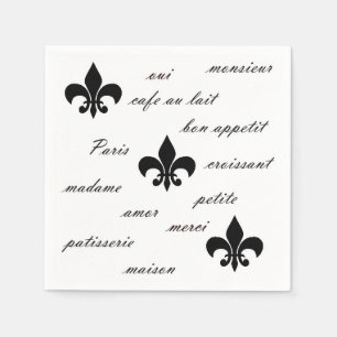 Emilion Paper Napkins Black on White