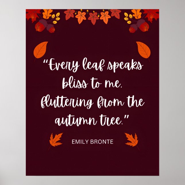 Emily Bronte Autumn Quote Poster (Front)