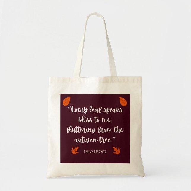 Emily Bronte Fall Leaves Poem Tote Bag (Front)