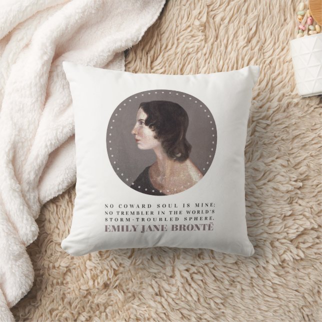 Emily Bronte Portrait and Quote - No Coward Soul Cushion (Blanket)