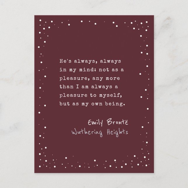 Emily Brontë, Wuthering Heights Quote Typewriter Postcard (Front)