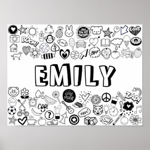 'EMILY' Colour-it-Yourself Outline Design Poster