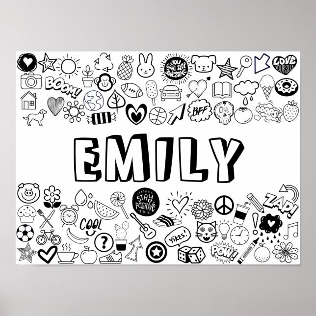 'EMILY' Colour-it-Yourself Outline Design Poster (Front)