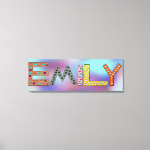 EMILY Colourful Letters Girl's Name Design Canvas Print