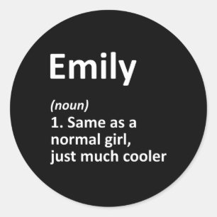 Emily Definition Personalised Name Funny Birthday  Classic Round Sticker