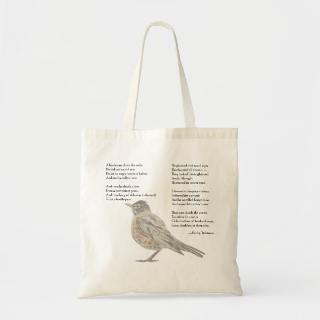 Emily Dickinson Bird Poem Tote Bag (Front)