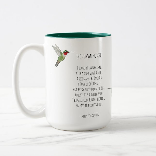 Emily Dickinson Hummingbird  Two-Tone Coffee Mug (Left)