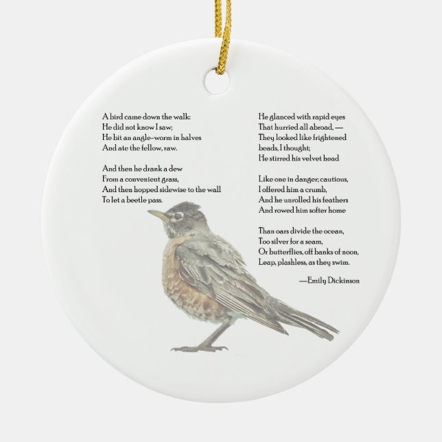Emily Dickinson "In the Garden" Poem Ceramic Tree Decoration (Front)