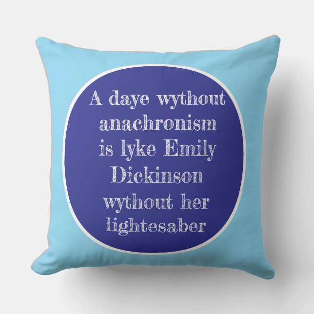 "Emily Dickinson Lightsaber" throw pillow (Front)