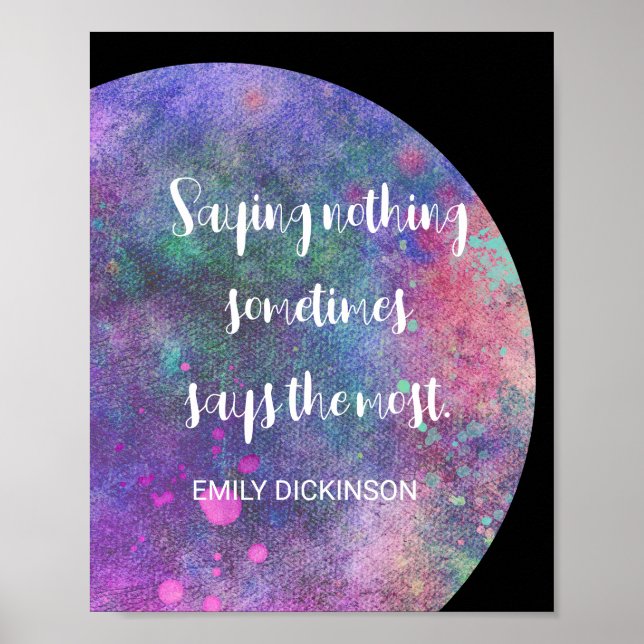 Emily Dickinson Literary Quote Purple Watercolor   Poster (Front)