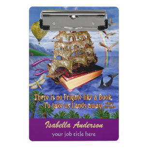 Emily Dickinson Poem Frigate Book Ship Custom Name Mini Clipboard
