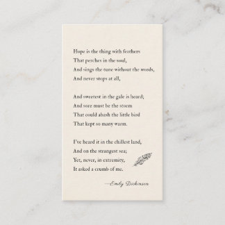 Emily Dickinson Poem hope is thing with feathers Business Card