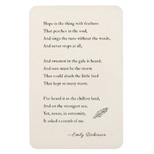 Emily Dickinson Poem Magnet, hope, feathers Magnet