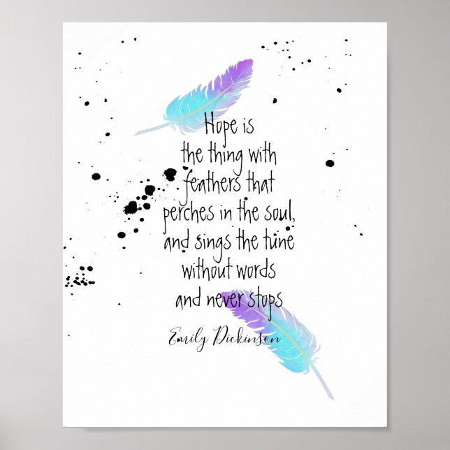Emily Dickinson quote on hope blue and purple Poster (Front)