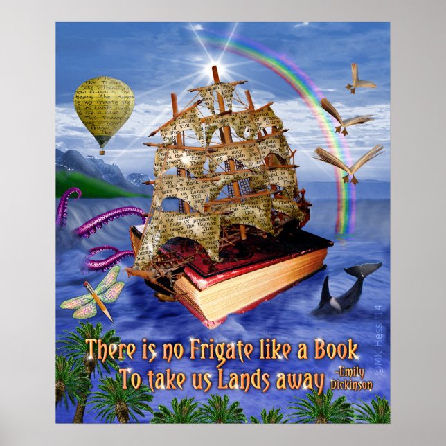 Emily Dickinson Quote There is No Frigate Book Sea Poster (Front)