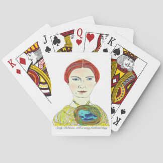 Emily Dickinson with a Many Feathered Thing Playing Cards