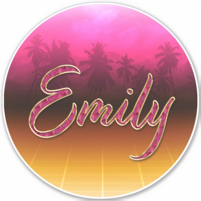 Emily First Name Golden pink Sticker (Front)