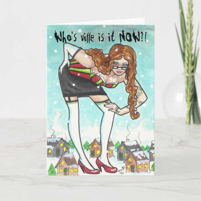 Emily Grinch Holiday Humour Greeting Cards Ville (Front)