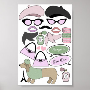 Emily in Paris theme Birthday photobooth props Poster