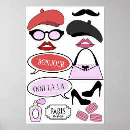 Emily in Paris theme photo booth props Poster