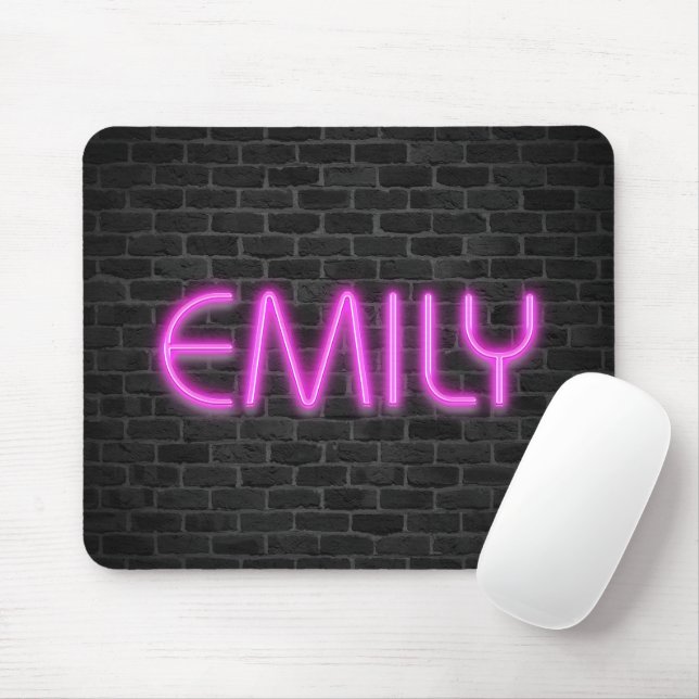 EMILY In PINK Neon Lights  Mouse Mat (With Mouse)
