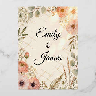 Emily & James Boho Watercolor Wedding Invitation |