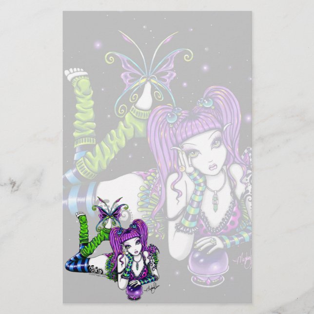 "Emily" Magic Rainbow Crystal Ball Fae Stationery (Front)