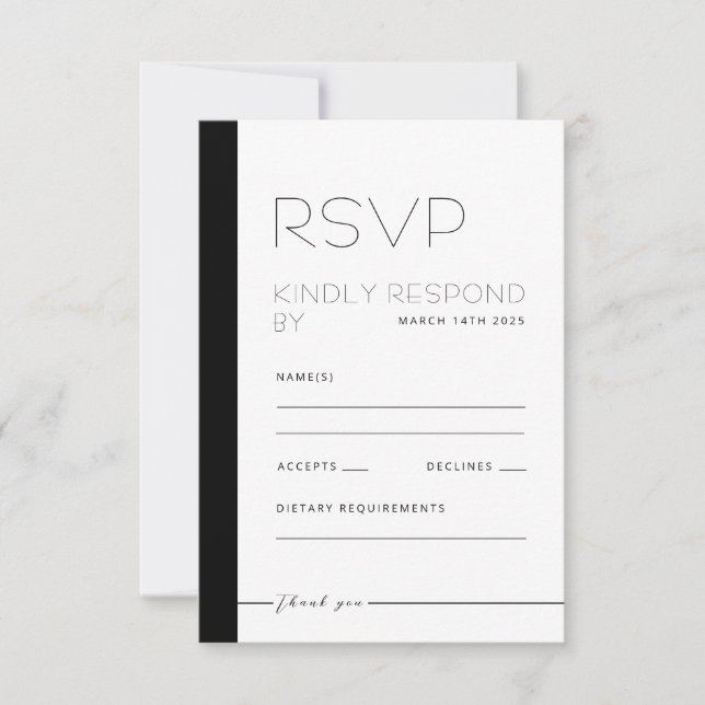 EMILY Modern Minimalist Monochrome Response Card (Front)