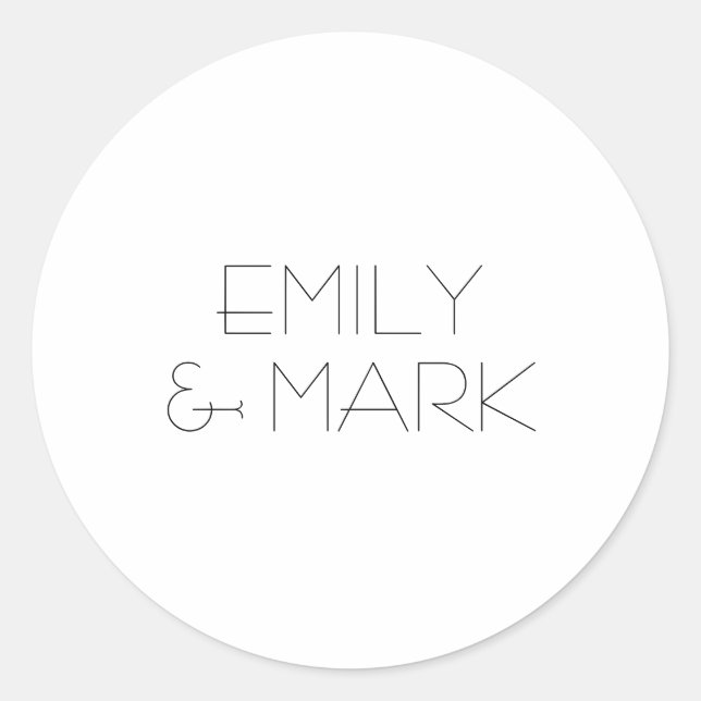 EMILY Modern Minimalist Monochrome Wedding Sticker (Front)