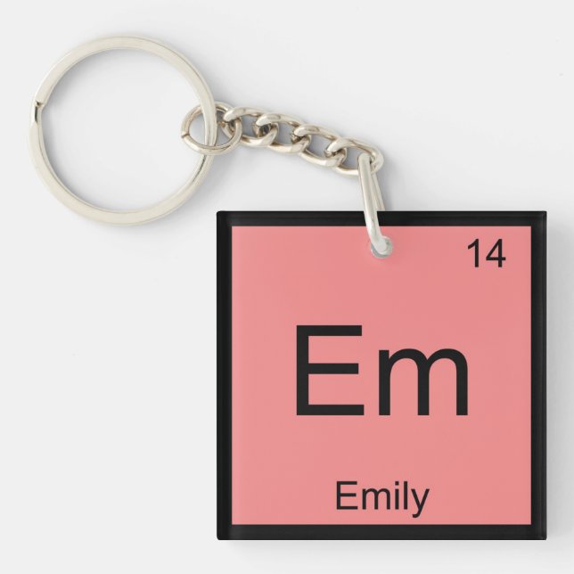 Emily Name Chemistry Element Periodic Table Key Ring (Front)